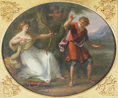 Eine Nymphe spannt ihren Bogen auf einen Jüngling, 1780 von Angelica Kauffmann